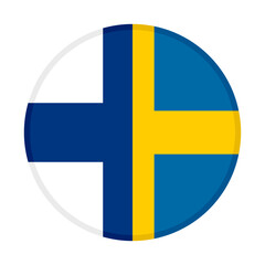 round icon with finland and sweden flags. vector illustration isolated on white background