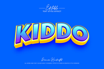 Playful Kiddo 3d Text Style Effect. Editable illustrator text style.