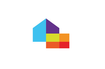 colorful house geometric shape logo design vector symbol illustration