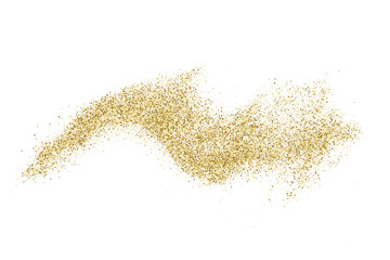 Fototapeta na wymiar Gold Glitter Texture Isolated On White. Goldish Color Sequins. Celebratory Background. Golden Explosion Of Confetti. Vector Illustration, Eps 10. 