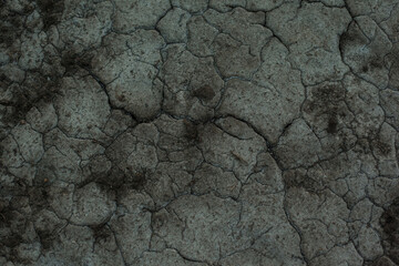 Texture of the dried earth. Dark gray background with cracks and hollows. Drought and lack of...