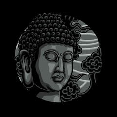 buddha head statue vector illustration
