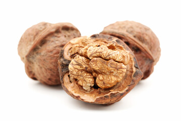 walnuts on a white background