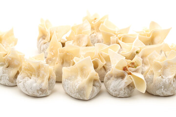 Ravioli Siu Mai on white background