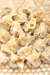 Ravioli Siu Mai on white background
