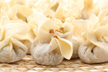 Ravioli Siu Mai on white background