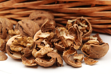 walnuts on a white background
