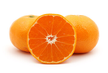 Orange mandarin or tangerine fruit isolated on white background