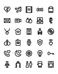 Wedding Icon Set 30 isolated on white background