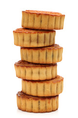Mid-Autumn Festival moon cake on white background 