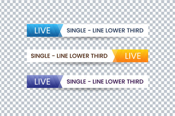 Set of bundle lower third vector design banner with blue, yellow and purple shape strip color. Modern broadcast news lower for TV Bars, Breaking, Sport, Video Channel.