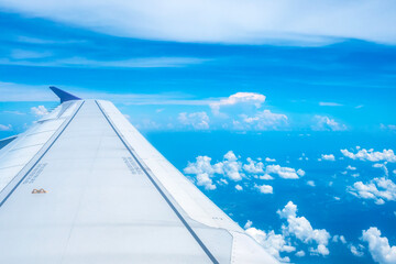Fototapeta na wymiar Aerial view from the airplane window