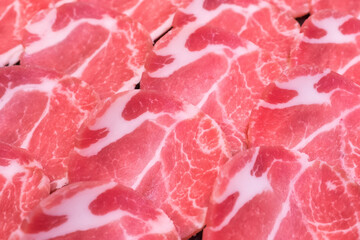 fresh raw pork slices