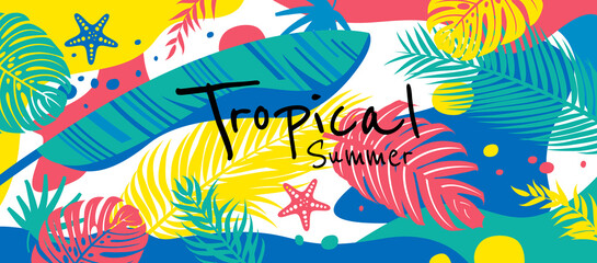Fototapeta na wymiar Tropical summer background vector illustration