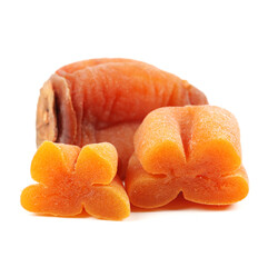 dried persimmon on white background 