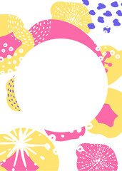 Creative Frame with Bright Abstract Doodle Shapes and Elements Collage