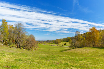 Fototapeta premium Beautiful landscape view in spring with buds on the trees