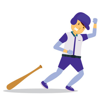 Illustration vector graphic of cute cartoon characters baseball athlete better, run. suitable for stickers, logo, mascot, children book, etc.