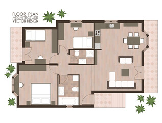 Architecture design illustration, house floor plan vector