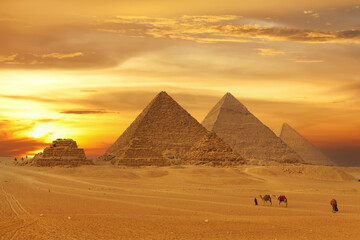 Egyptian pyramids in Giza a wonder of the world - obrazy, fototapety, plakaty