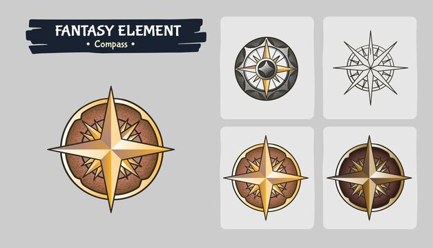 Compasses Fantasy game assets - Isometric Vector Illustration