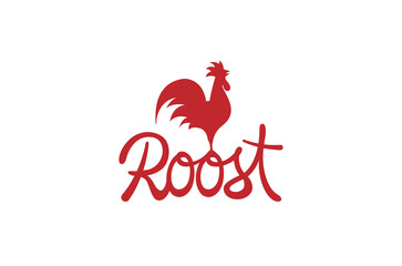 creative red rooster letter text logo design vector symbol illustration