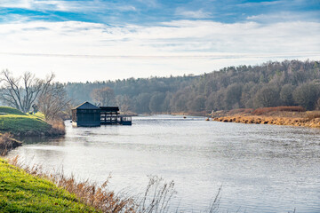 Fototapeta na wymiar The river Mulde at the ship mill Höfgen near Grimma