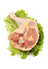 Fototapeta na wymiar raw chicken leg on white.