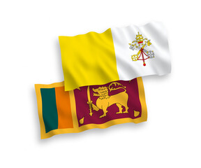 Flags of Sri Lanka and Vatican on a white background