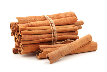 cinnamon sticks isolated on white