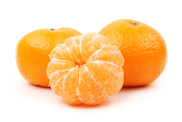 Orange mandarin or tangerine fruit isolated on white background