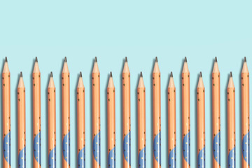 pencils isolated on blue background 