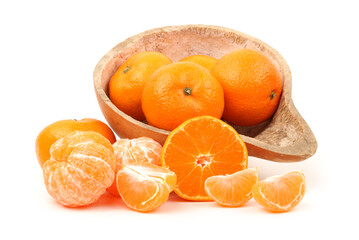 Orange mandarin or tangerine fruit isolated on white background