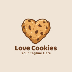 Cute Cartoon Cookies Love Heart Shape Illustration Logo