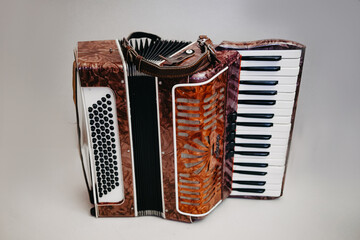 Close-up accordion on a white background