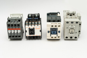 Magnetic contactor with Overload Relay isolate on white background. The magnetic contactors used to control the distribution of power in lighting and heating circuits.