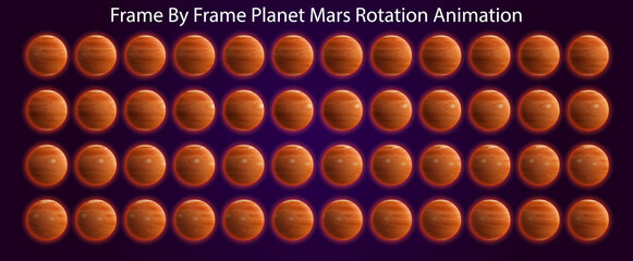 Frame by Frame Animated Planet Mars Vector Illustration Can be used in Motion graphics, Infographics, 2D Cartoon Animation videos, eLearning Clips. Loopable Rotation Animation © BigHostX