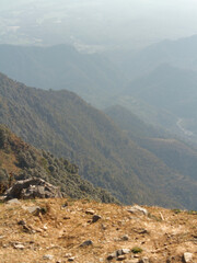 Scenic view of the Himalayan ranges from the george everest peak in mussoorie