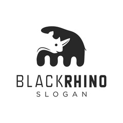 Black Rhino Logo mascot Symbol Icon Vector Graphic Design Illustration Idea Creative Stock 