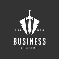 Bodyguard gentleman logo design with a sword and tuxedo security