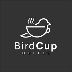 Coffee Bird Logo with cup mug Design Inspiration Stock Vector