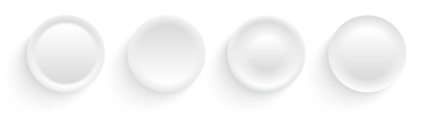 Circle buttons white and gray, 3D navigation panel for website, editable vector illustration.