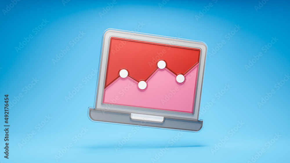 Poster web analytics website analysis detail information graphic chart signs 3d icon on blue background. 3d