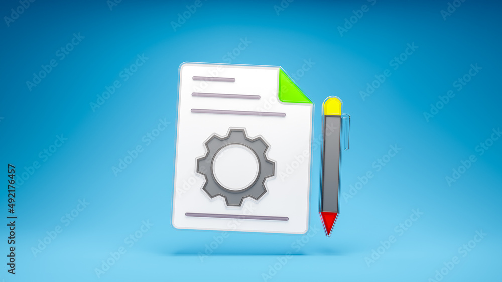 Poster content marketing creative design management development setting maintenance symbol 3d icon in blue 
