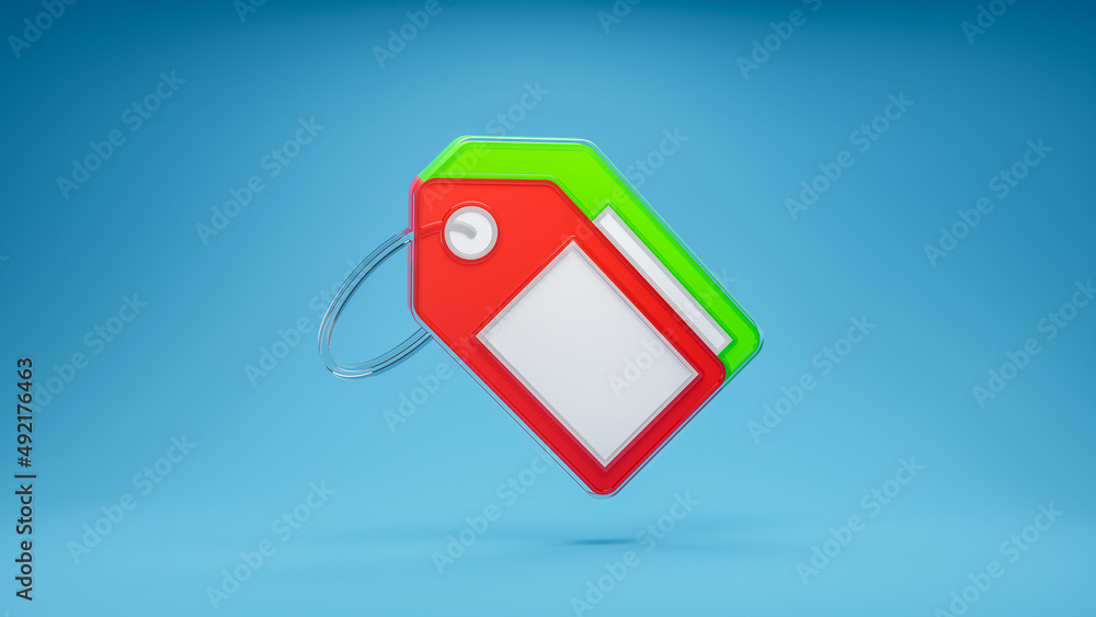 Poster seo tags, tagline symbol for website or mobile app 3d icon isolated on blue background. 3d rendering