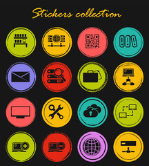 Internet, server, network icons set