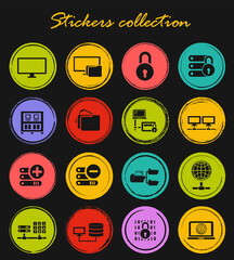 Internet, server, network icons set