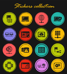 Internet, server, network icons set