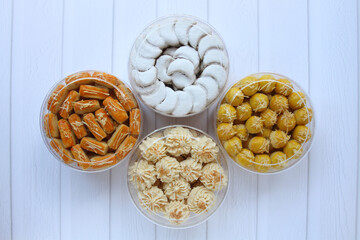 Four jars of assorted cookies for Eid Mubarak and Christmas celebration in Indonesia