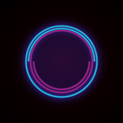 Glowing neon frame. Geometric border bright shine vectro illustration.